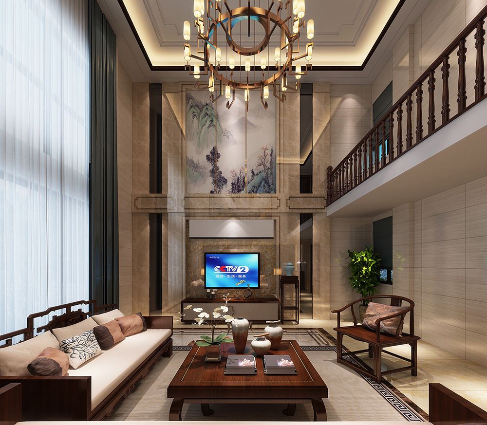 湛江市萬(wàn)象凱旋灣新中式風(fēng)格別墅裝修案例