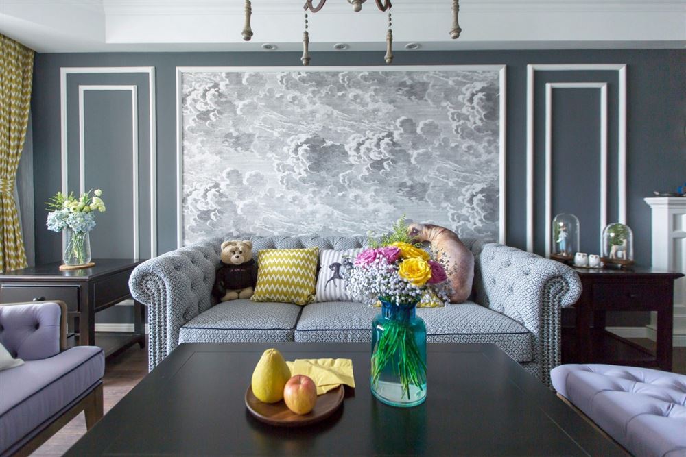 湛江市申藍(lán)寶邸美式風(fēng)格三居室裝修案例