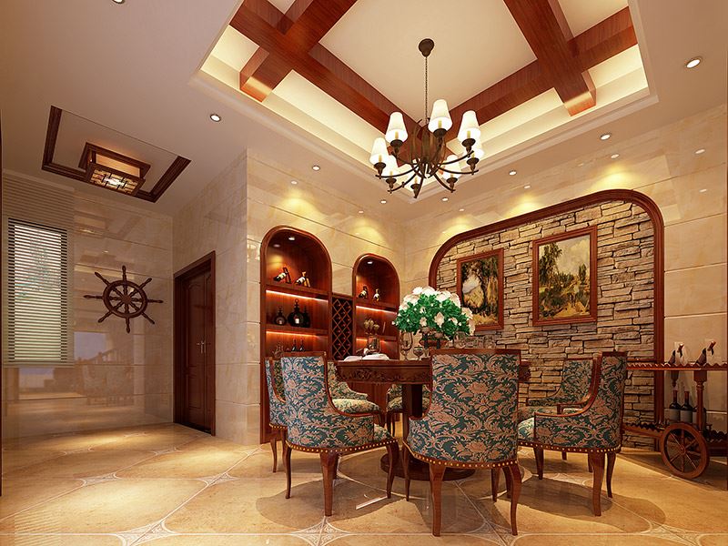 河源市長(zhǎng)峰大廈美式風(fēng)格四居室裝修案例