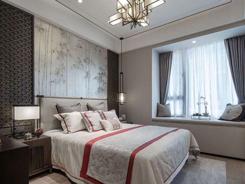 河源市匯景外灘8號(hào)新中式風(fēng)格三居室裝修案例