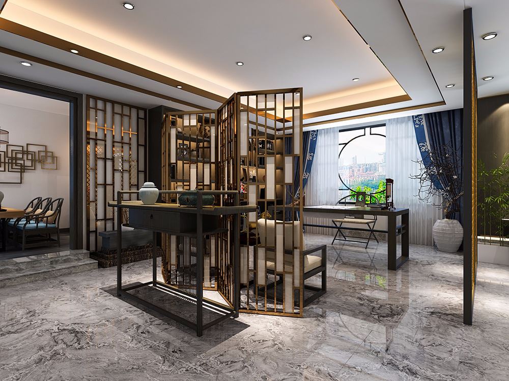 佛山市融創(chuàng)半島壹號新中式風格別墅裝修案例