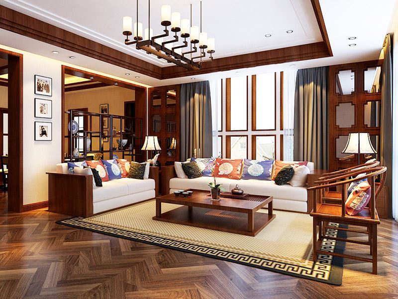 佛山市綠城&middot;桂語(yǔ)蘭庭新中式風(fēng)格四居室裝修案例