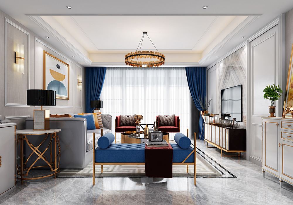 佛山市招商曦岸輕奢風格三居室裝修案例