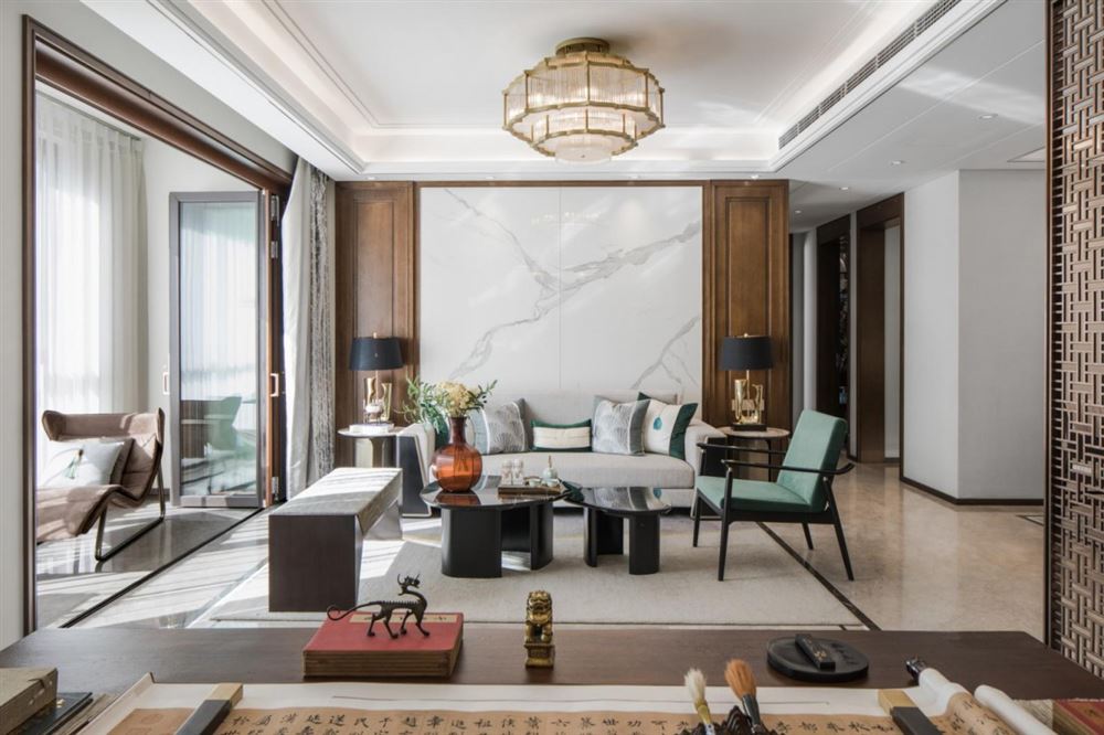 江門市朝陽新村新中式風格三居室裝修案例