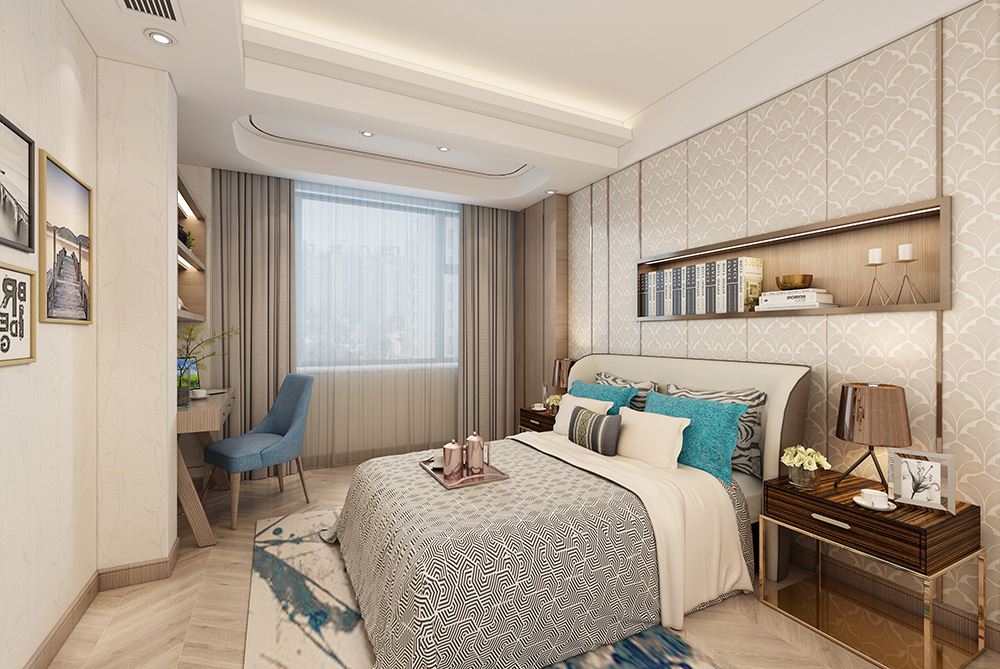 佛山市海倫堡玖悅瀾灣新中式風(fēng)格復(fù)式裝修案例