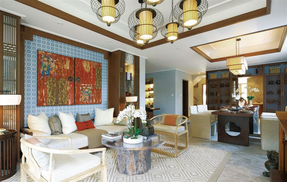 佛山市恒大&middot;酈湖城新中式風(fēng)格三居室裝修案例