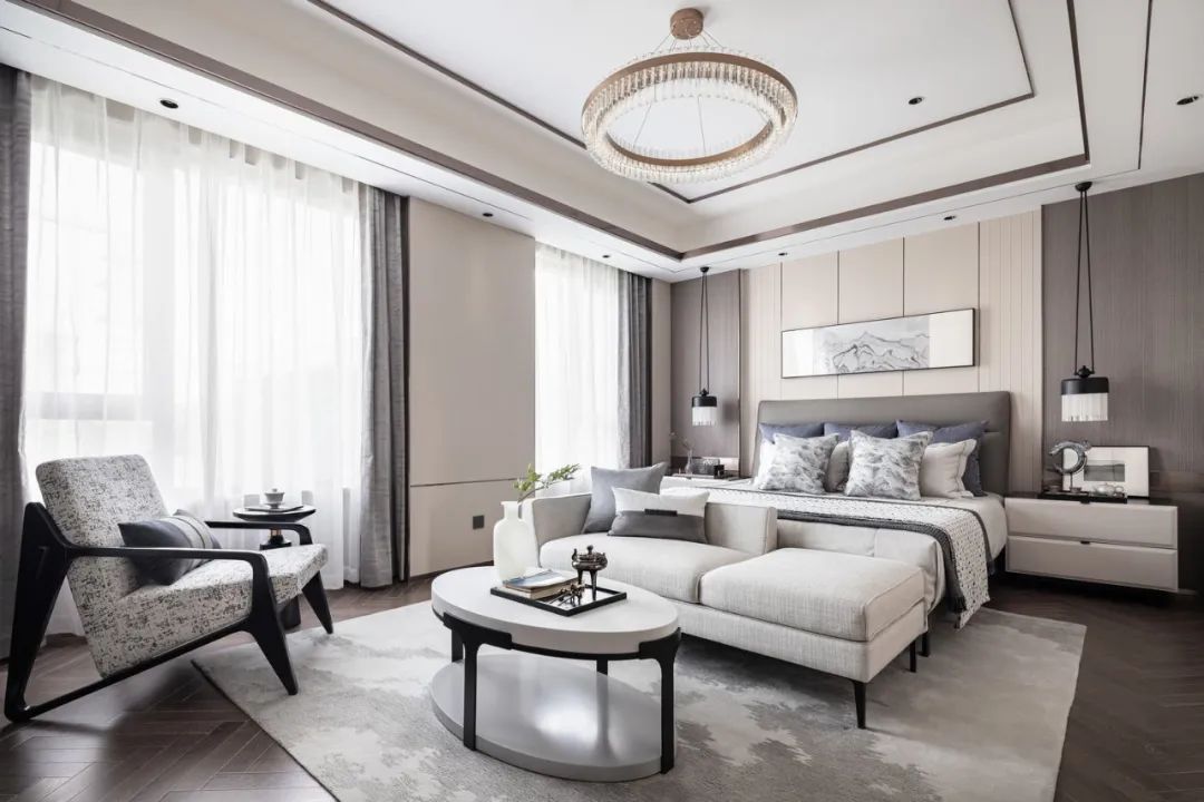 輕奢風格家裝設(shè)計別墅裝修效果圖-主臥