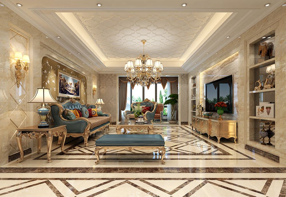 青島市麥島金岸歐式風(fēng)格三居室裝修案例