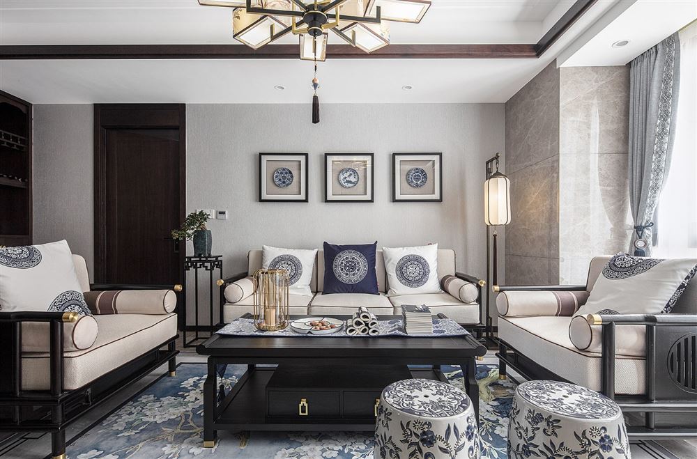 廣州市富力天朗明居新中式風(fēng)格三居室裝修案例