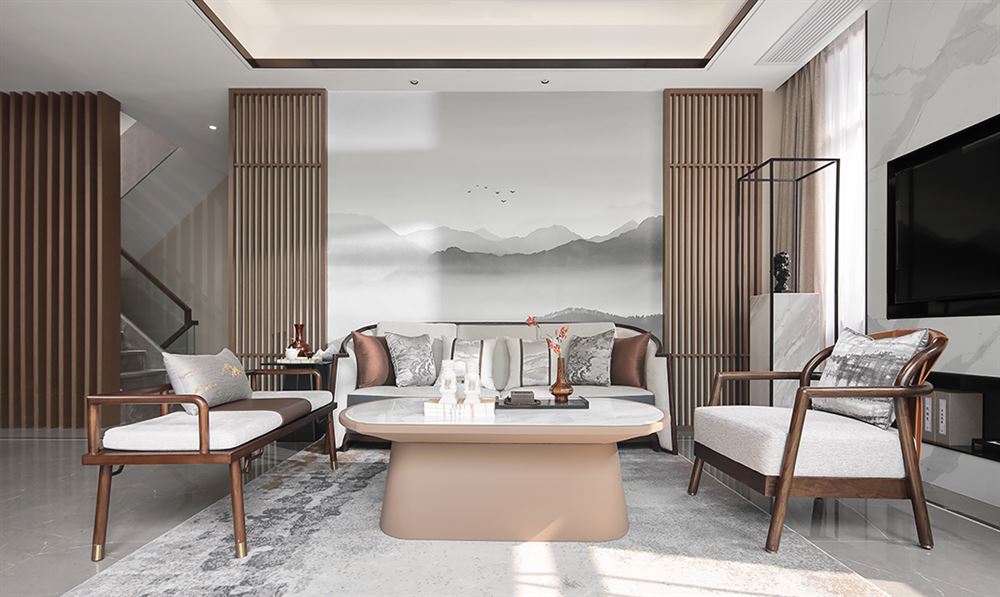 深圳市保利勤誠(chéng)達(dá)譽(yù)都新中式風(fēng)格三居室裝修案例