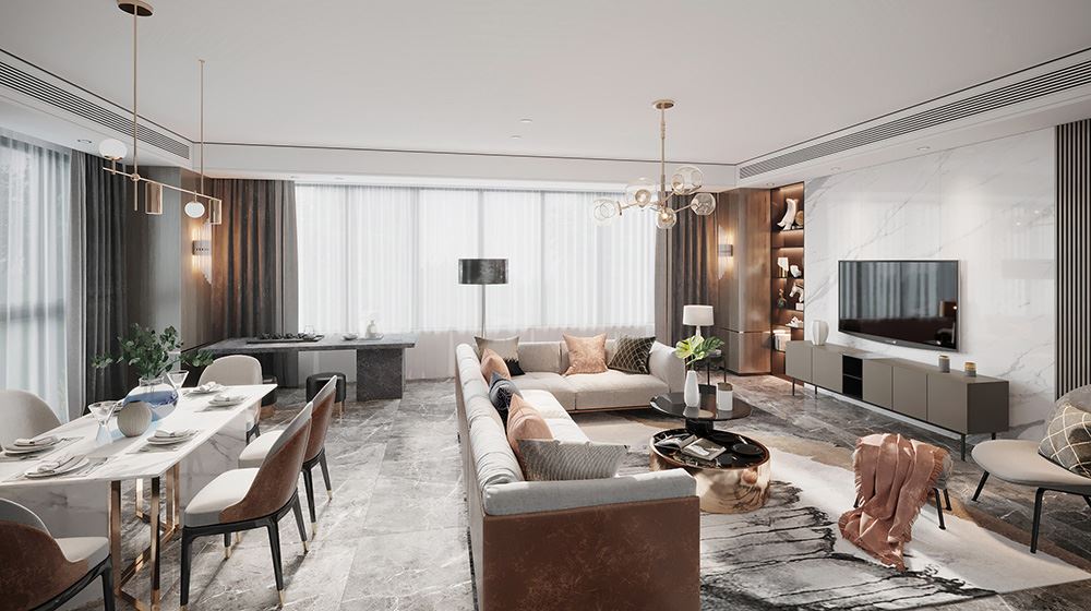 佛山市峰睿公館現(xiàn)代簡約風格三居室裝修案例