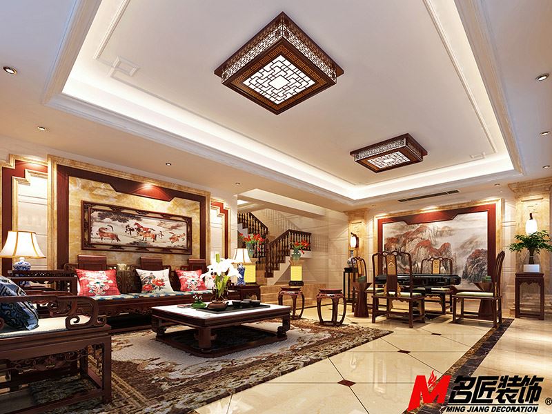 河源市霸王花&middot;麗江花園新中式風(fēng)格別墅裝修案例