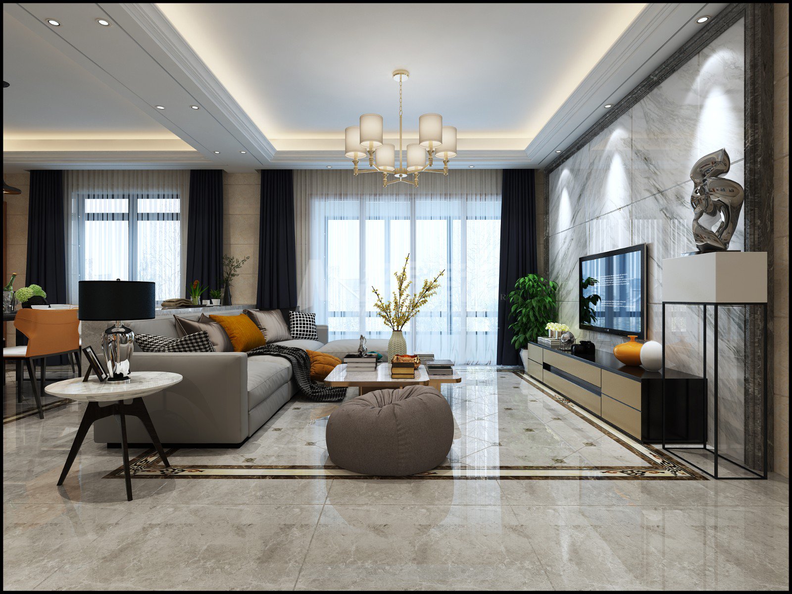 淮安市東郊華庭現(xiàn)代簡(jiǎn)約風(fēng)格三居室裝修案例