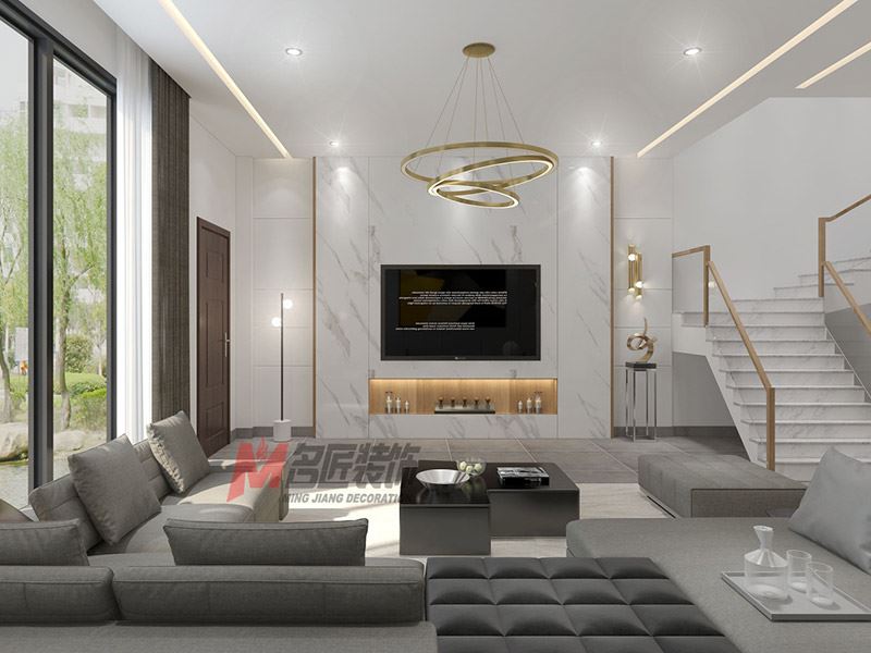 自貢市河畔雅居現(xiàn)代簡約風格別墅裝修案例