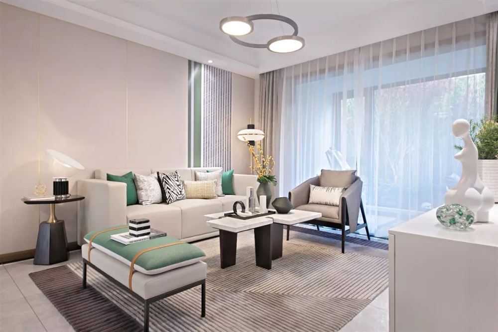 江門市恒大泉都別墅新中式風格三居室裝修案例