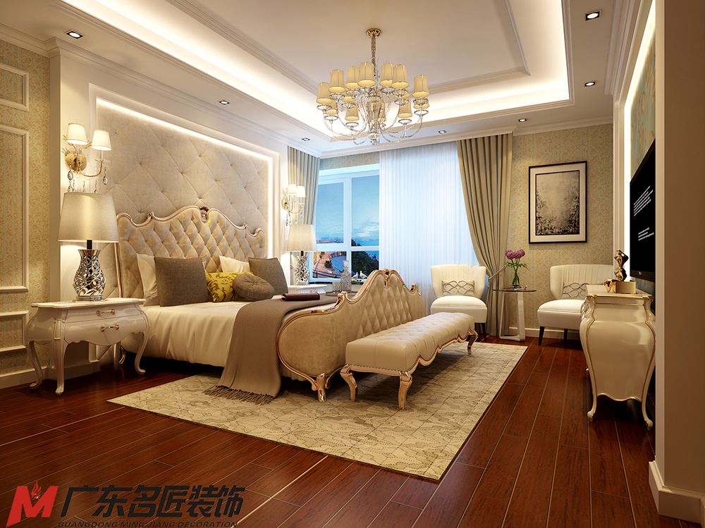 青島市麥島金岸歐式風(fēng)格四居室裝修案例