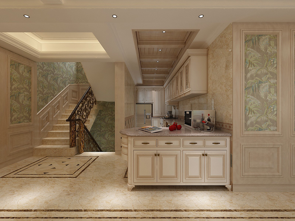 歐式風格別墅裝修設計效果圖-美的御海東郡別墅460平米-別墅樓梯裝修設計