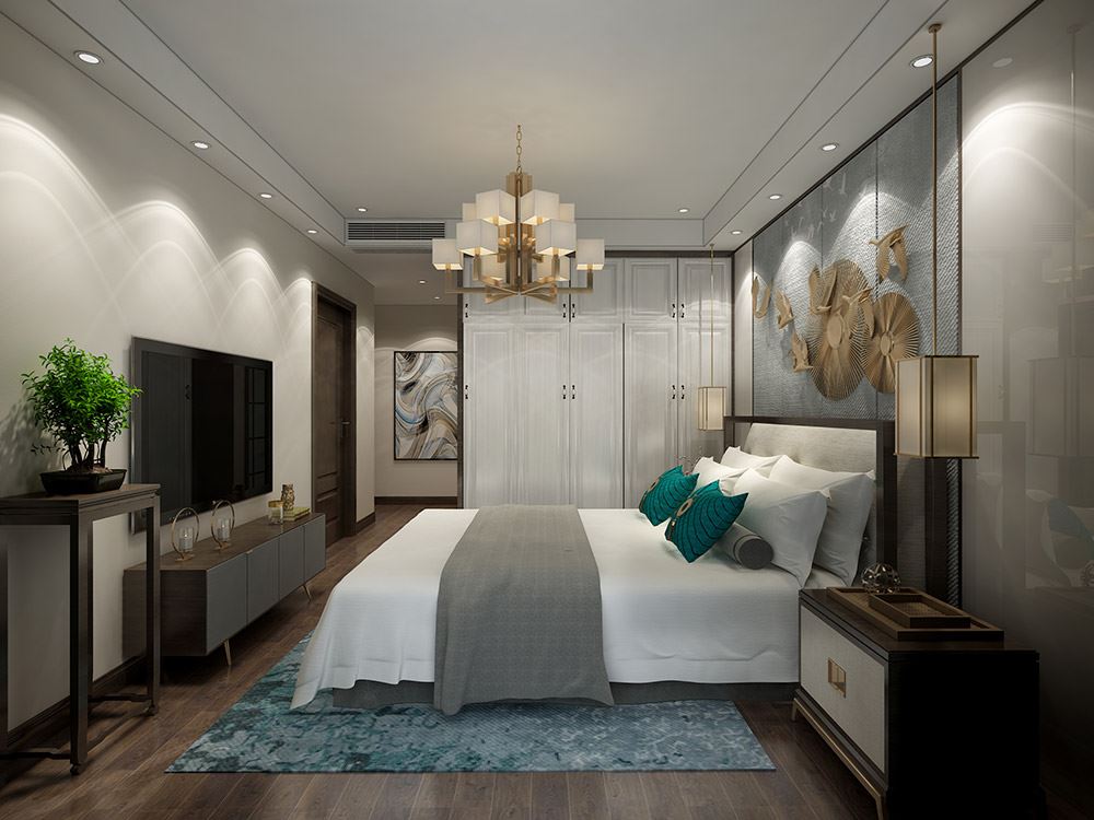 臺(tái)州市北門街機(jī)關(guān)邊新中式風(fēng)格三居室裝修案例