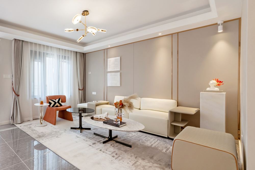 江門市名門壹號輕奢風格三居室裝修案例