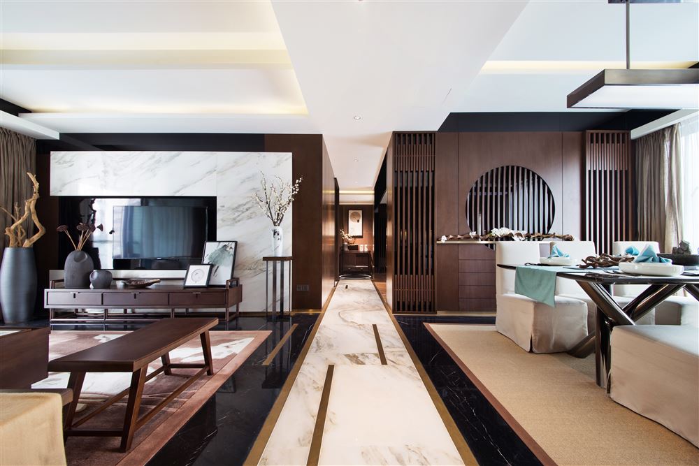 佛山市金地&middot;中南&middot;新城大境新中式風(fēng)格四居室裝修案例