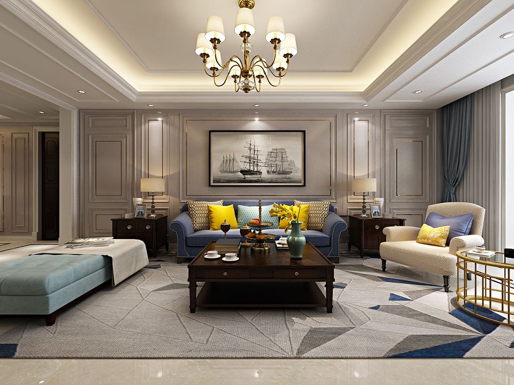 佛山市鵬瑞&middot;三龍灣1號美式風格四居室裝修案例