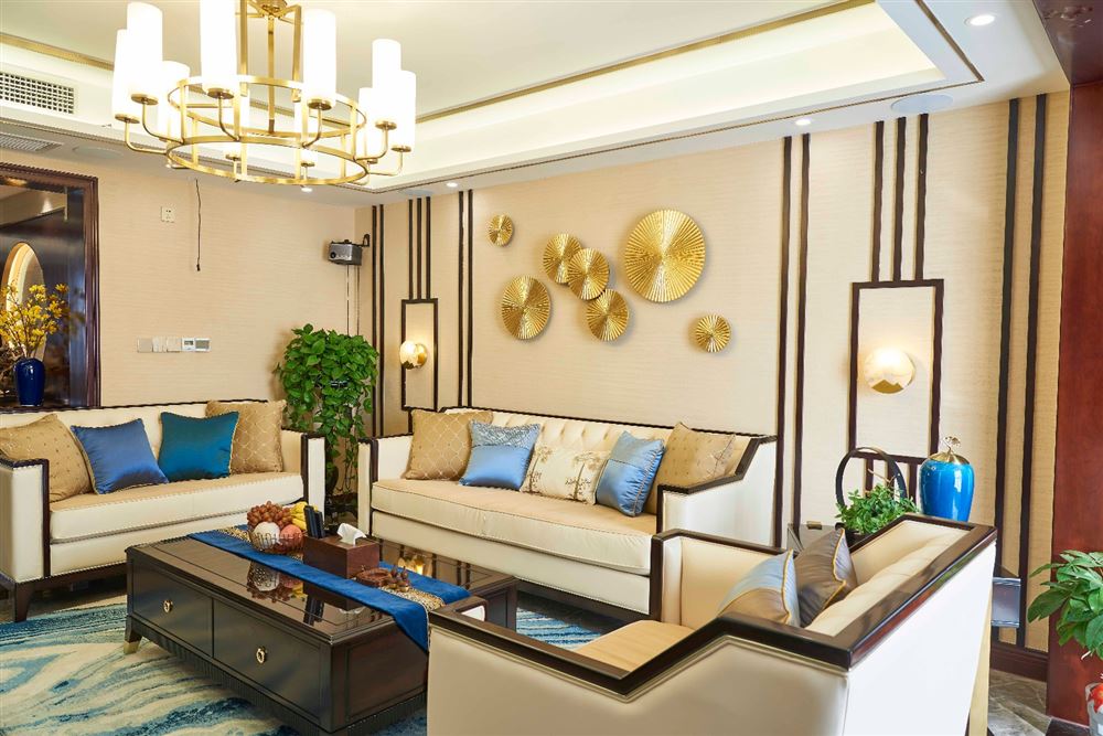 廣州市南航碧花園別墅新中式風(fēng)格三居室裝修案例