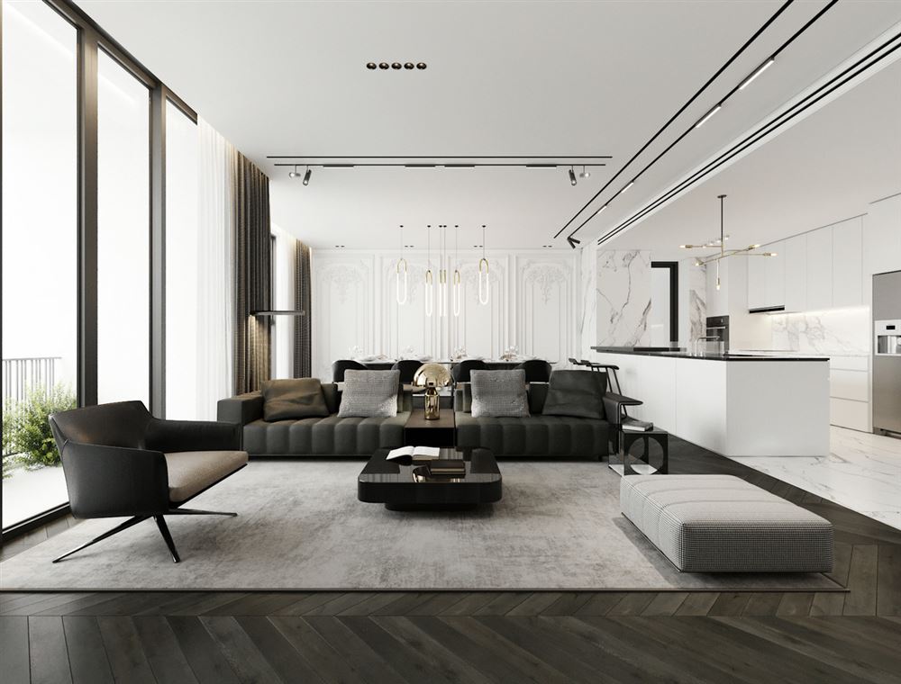 佛山市萬(wàn)科中駿金域西江輕奢風(fēng)格三居室裝修案例