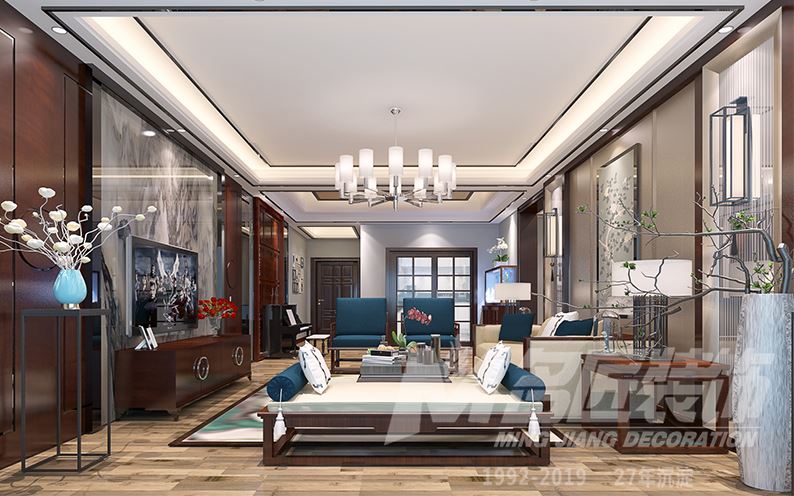 佛山市保利雲(yún)上新中式風(fēng)格三居室裝修案例