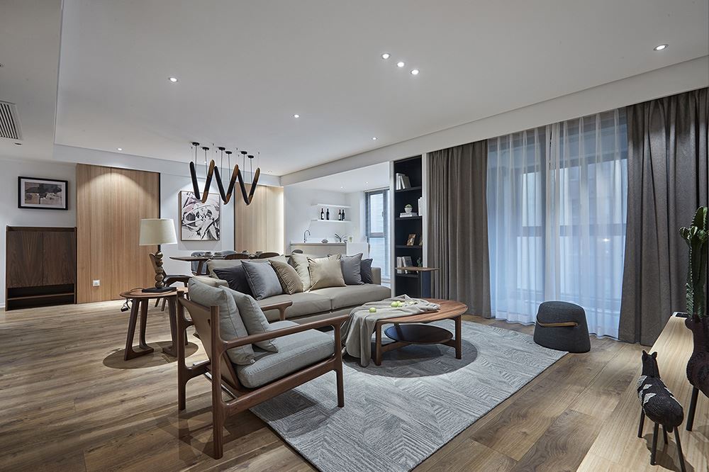 南寧市天昌東盟中央城輕奢風格三居室裝修案例