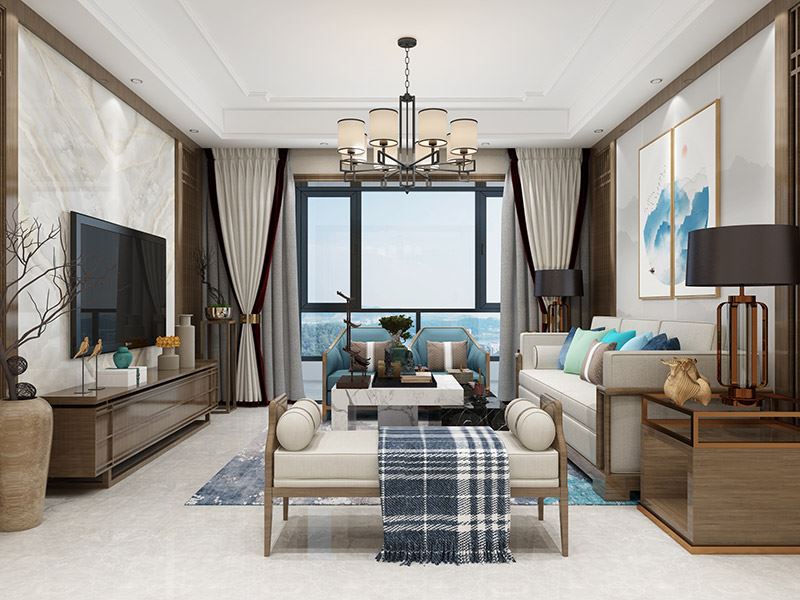 楚雄彝族自治州半城巷6號(hào)院新中式風(fēng)格三居室裝修案例