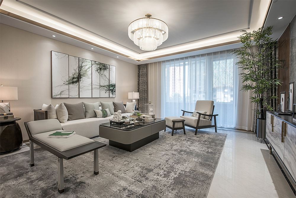 南寧市盛天華府新中式風(fēng)格三居室裝修案例