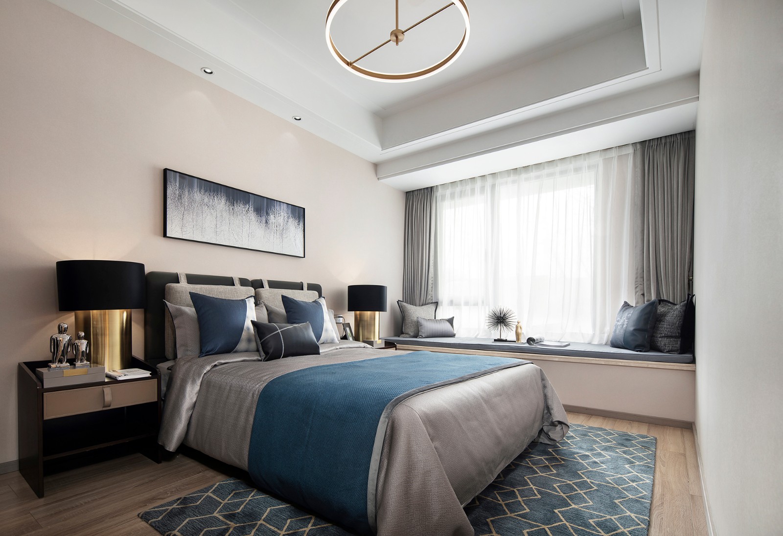 現(xiàn)代輕奢風格室內家裝案例效果圖-主臥