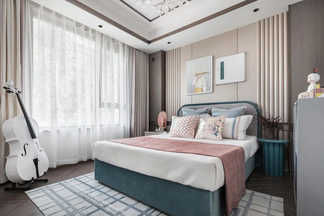 輕奢風格家裝設(shè)計別墅裝修效果圖-次臥