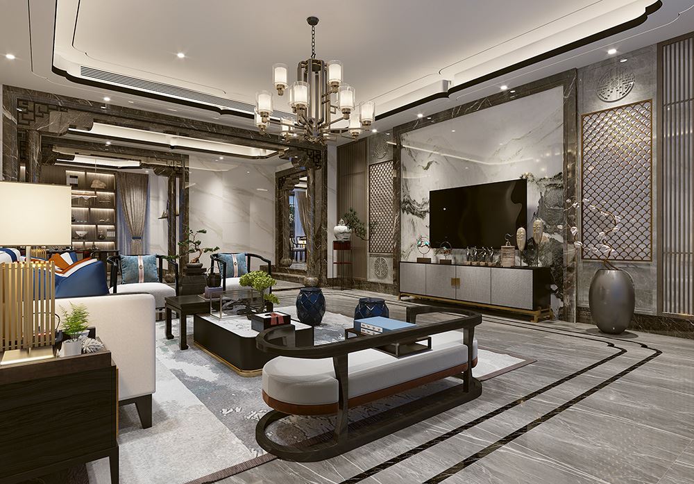 佛山市保利天悅新中式風格別墅裝修案例