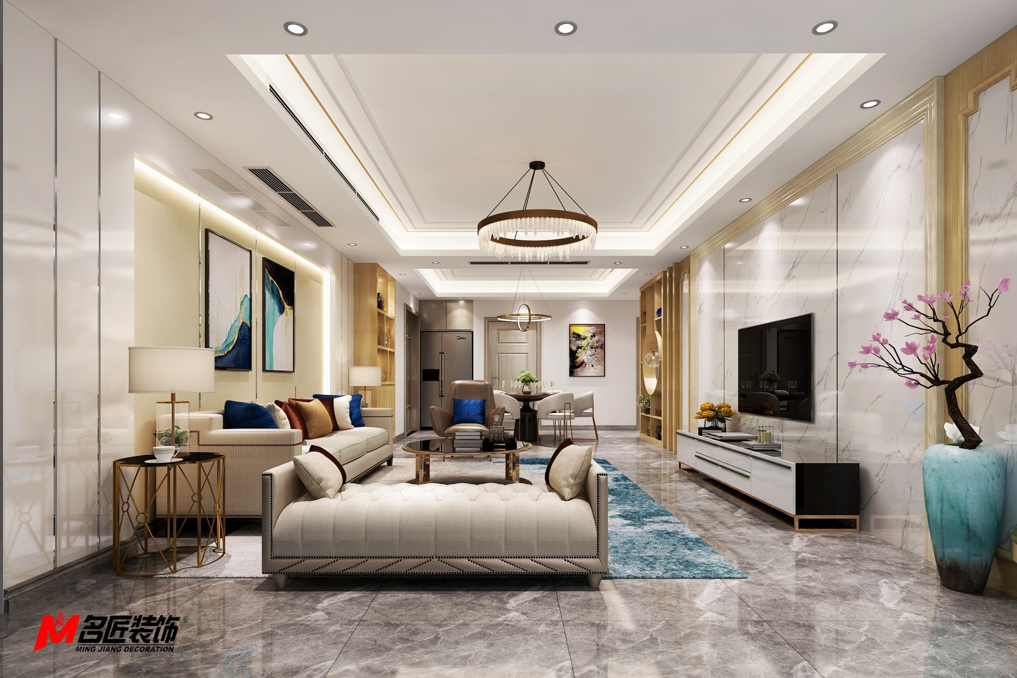 佛山市萬(wàn)科金域時(shí)光(商業(yè))輕奢風(fēng)格三居室裝修案例