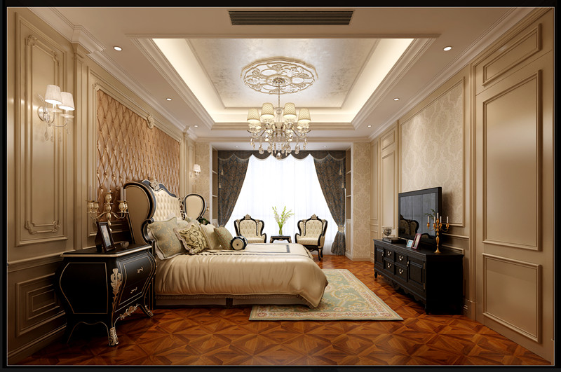 佛山市越秀御湖臺歐式風格三居室裝修案例