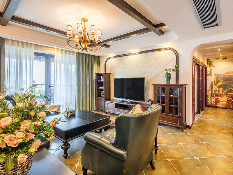 佛山市峰睿公館美式風格三居室裝修案例