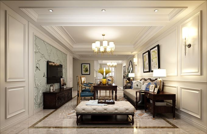 連云港市御景龍灣美式風(fēng)格四居室裝修案例