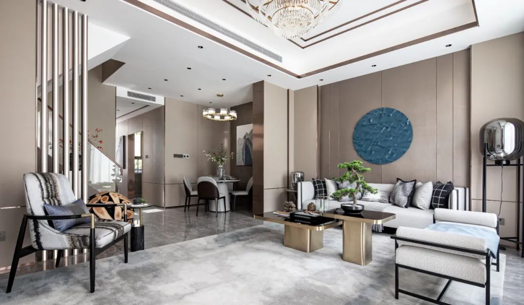 輕奢風格家裝設(shè)計別墅裝修效果圖-客廳