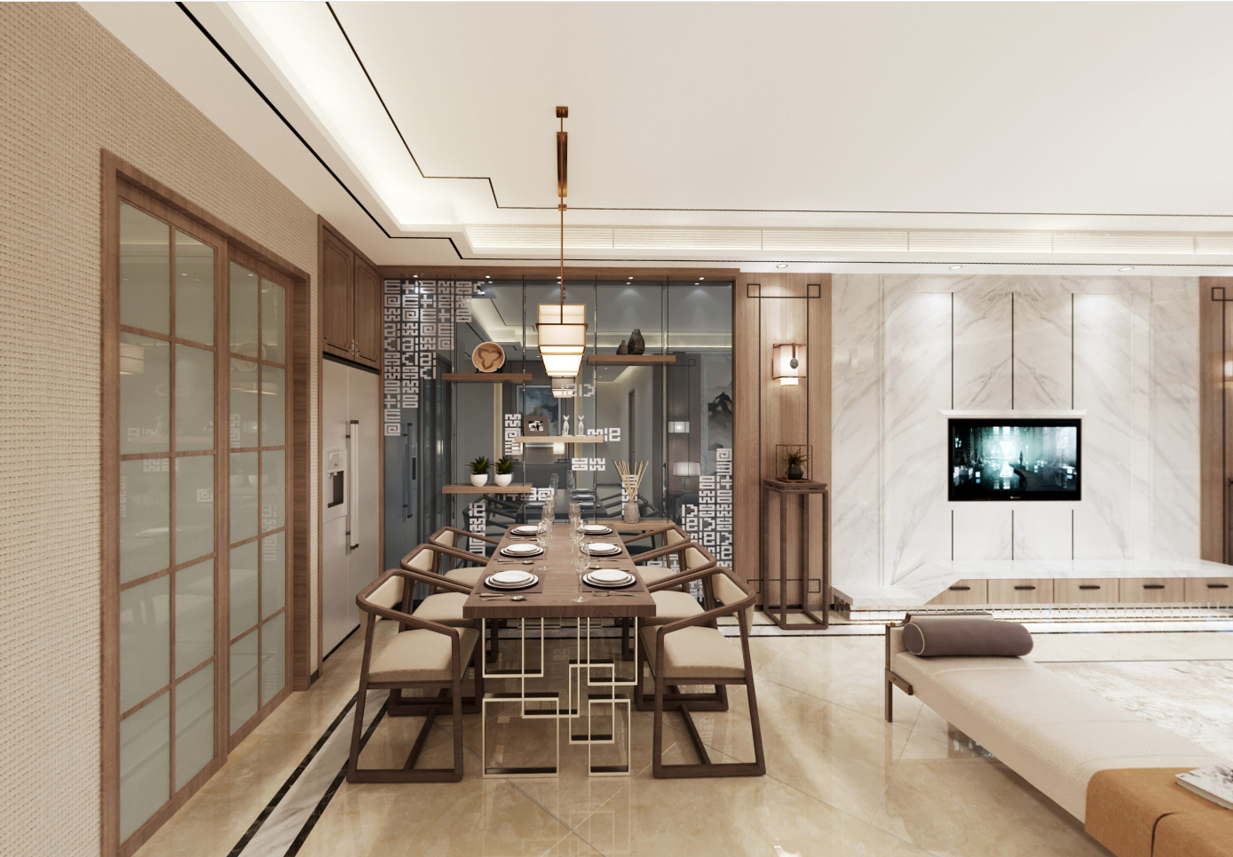 嘉興市濱海之星新中式風(fēng)格別墅裝修案例