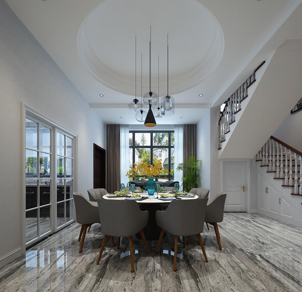 裝修公司現(xiàn)代簡約風(fēng)格別墅裝修效果圖-餐廳