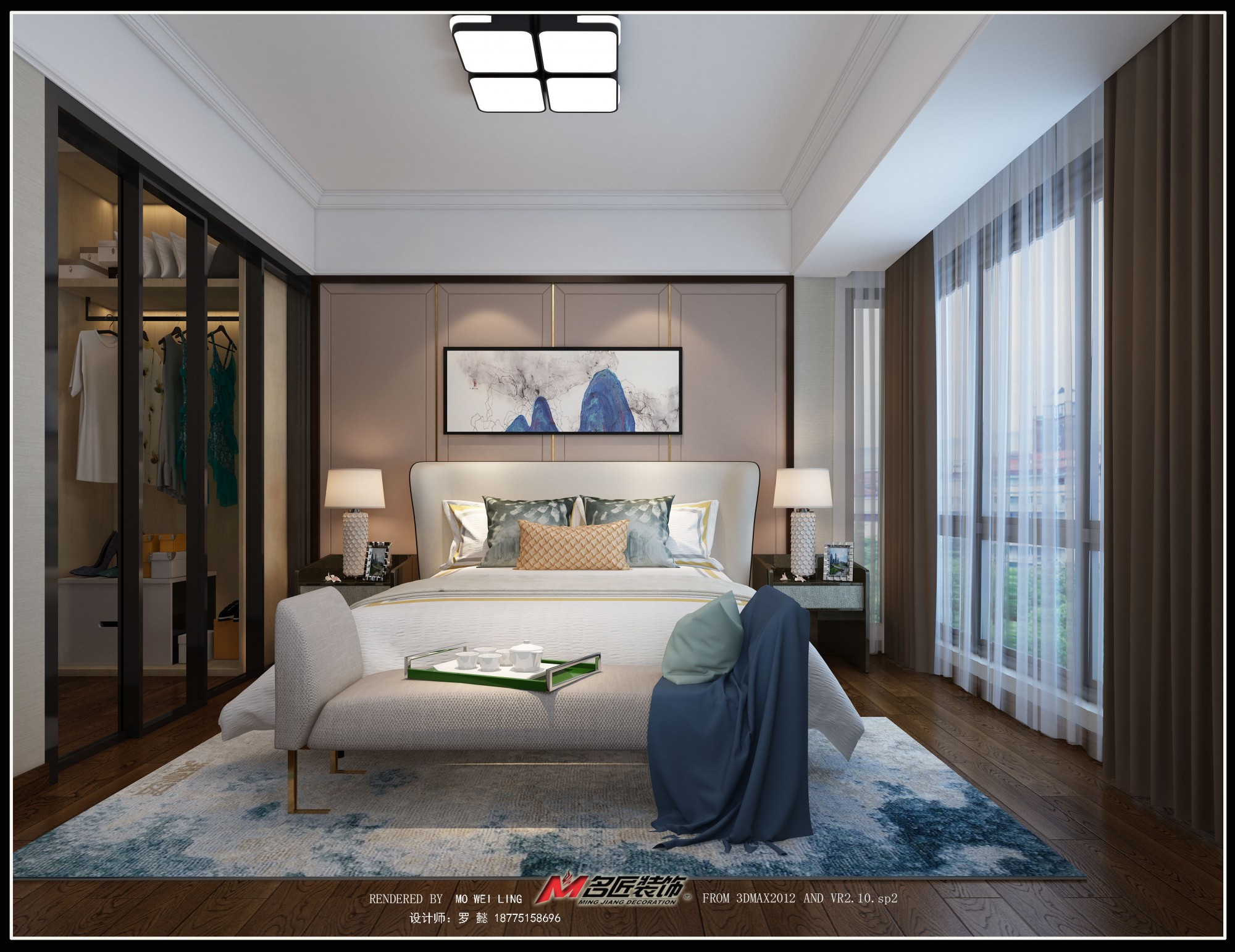 佛山市建投綠地璀璨天城新中式風格三居室裝修案例