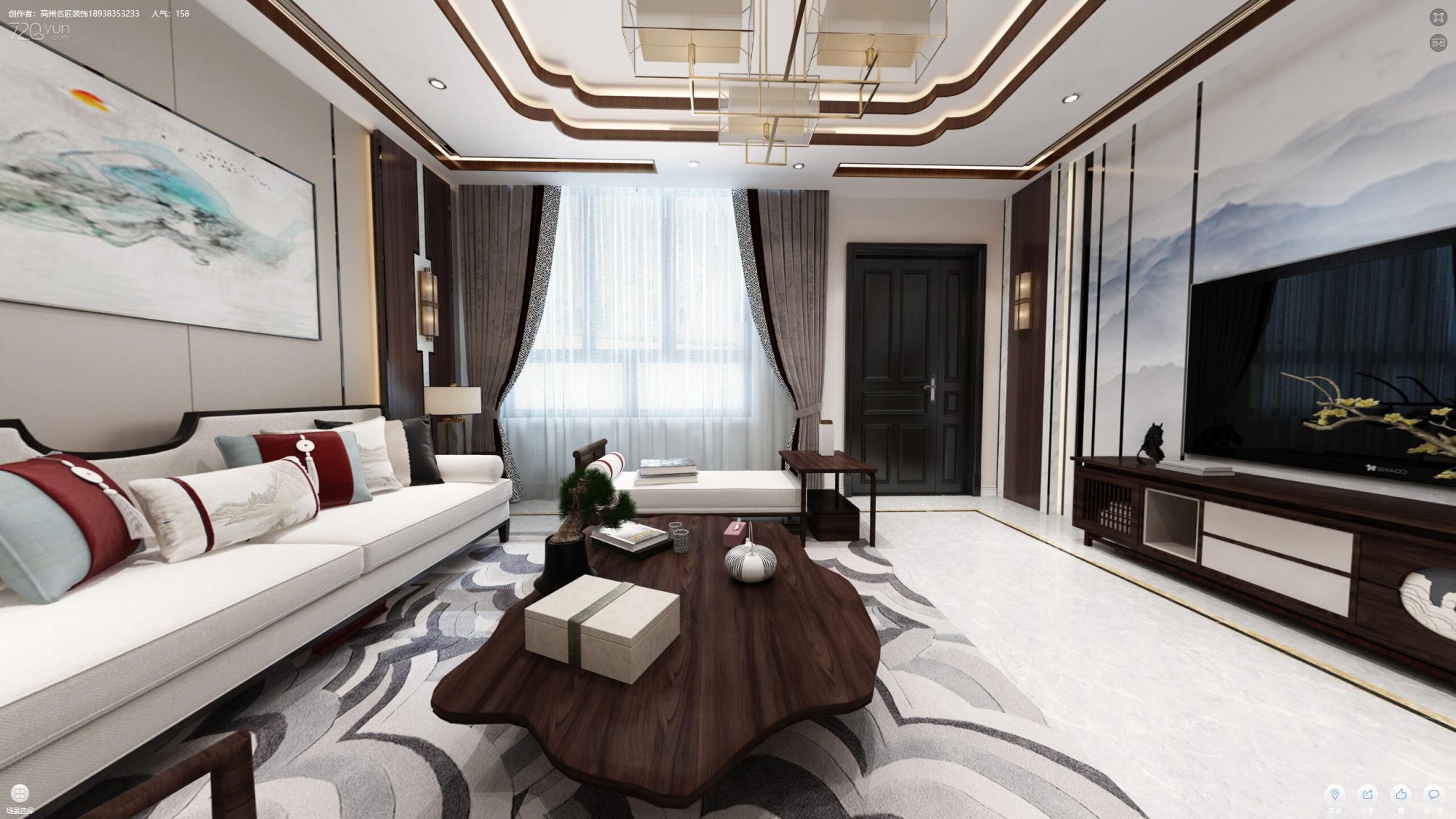 佛山市保利御江南新中式風(fēng)格別墅裝修案例