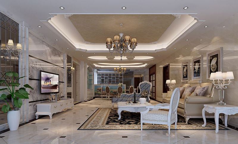 佛山市萬科中駿金域西江歐式風(fēng)格五居室裝修案例