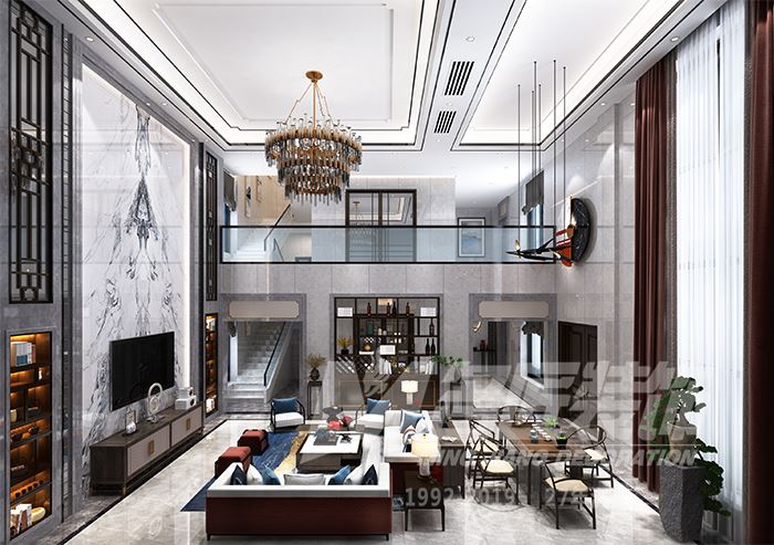 佛山市龍光&middot;天瀛新中式風(fēng)格四居室裝修案例