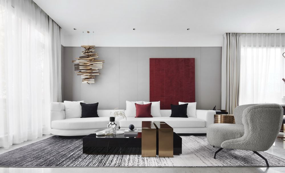 江門市方直瓏湖灣輕奢風格三居室裝修案例