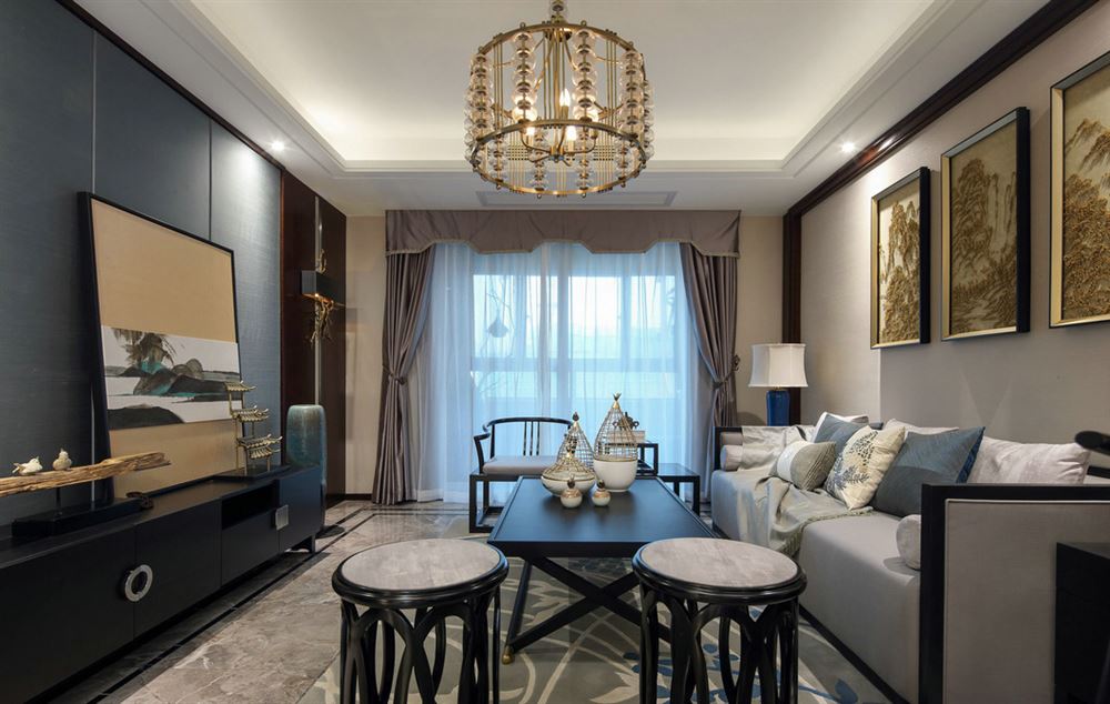 佛山市順德自在城新中式風(fēng)格四居室裝修案例