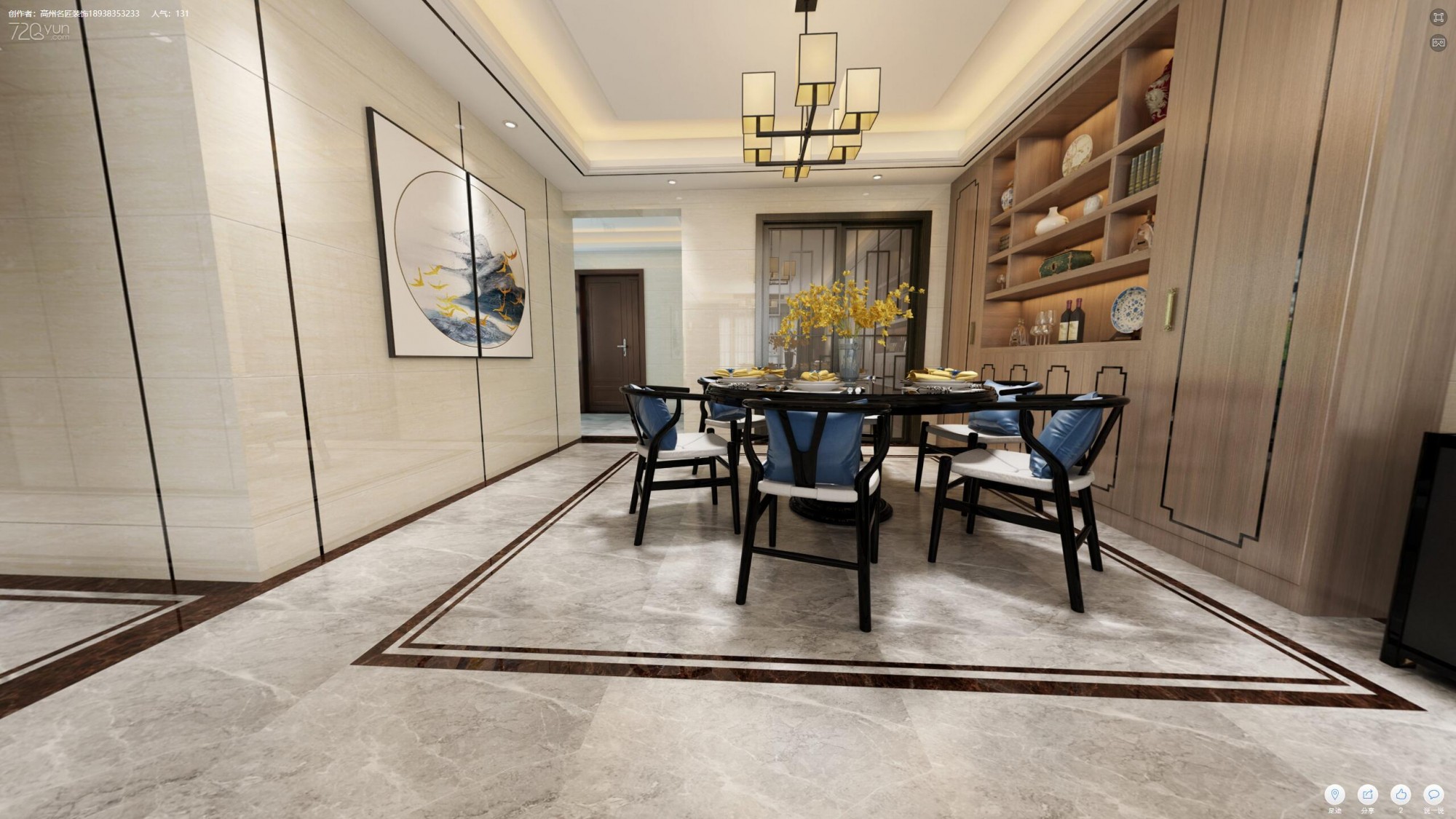 佛山市高明鈞明城新中式風(fēng)格三居室裝修案例