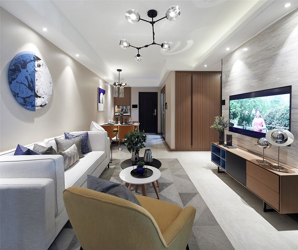 南寧市天昌東盟中央城現(xiàn)代風格三居室裝修案例