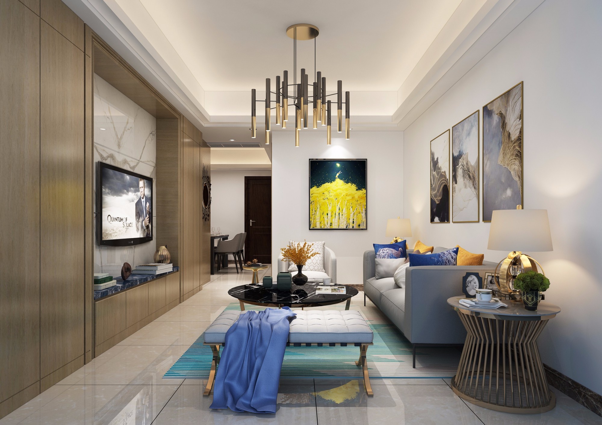 嘉興市東鼎名人府邸現(xiàn)代簡約風格三居室裝修案例